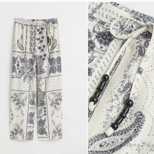 H&M Paisley Wide-cut Drawstring Pants